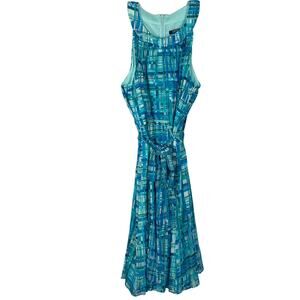 CHAPS Dress Size 16 New Ralph Lauren Stripe Abstract Pattern Bow Fit & Flare